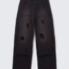 Pantalones de chándal de felpa de algodón desgastada – Azul oscuro Pantalones de chándal de felpa de algodón desgastada – Azul oscuro