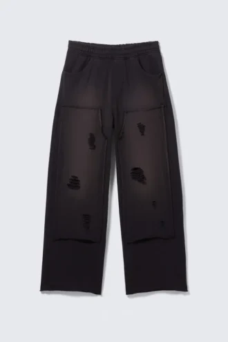 Pantalones de chándal de felpa de algodón desgastada – Azul oscuro