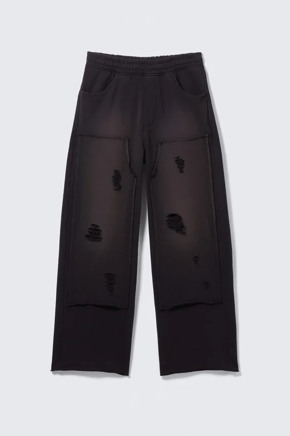 Pantalones de chándal de felpa de algodón desgastada – Azul oscuro Pantalones de chándal de felpa de algodón desgastada – Azul oscuro