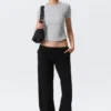 Pantalones de chándal de felpa de talle bajo – Negro Pantalones de chándal de felpa de talle bajo – Negro