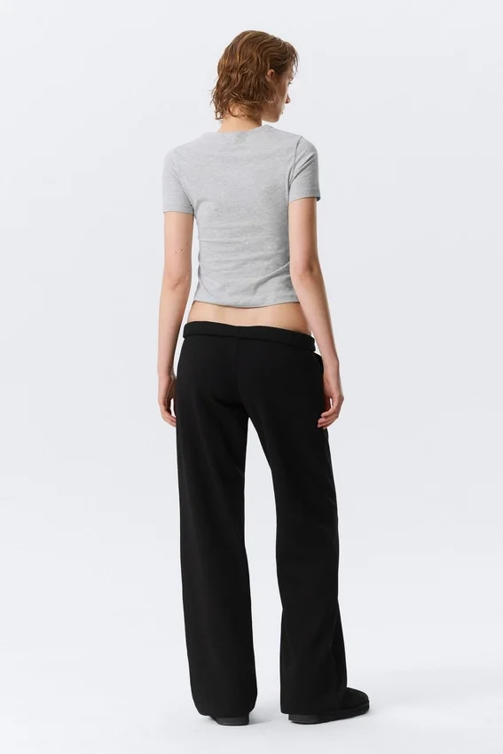 Pantalones de chándal de felpa de talle bajo – Negro Pantalones de chándal de felpa de talle bajo – Negro