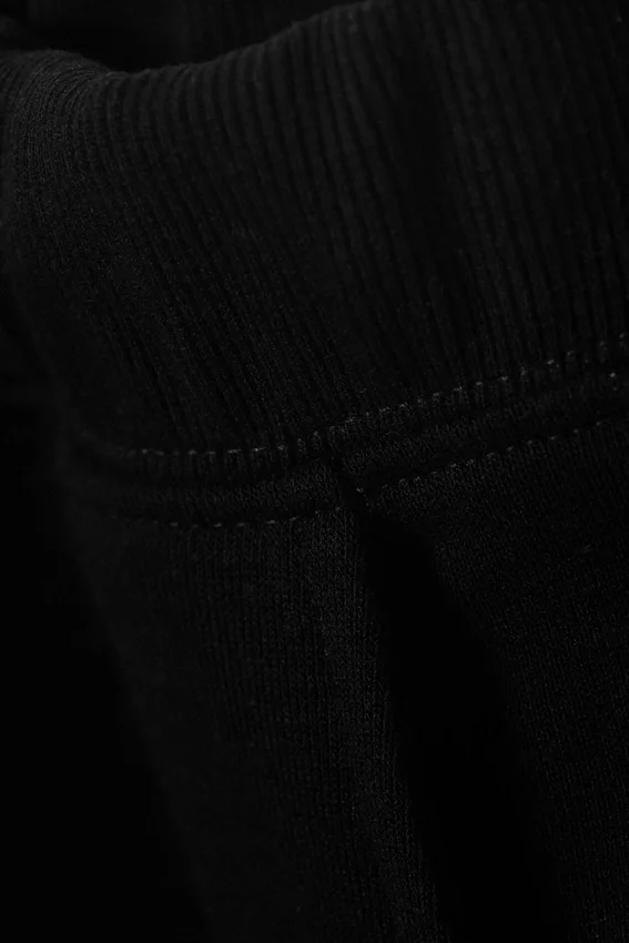 Pantalones de chándal de felpa de talle bajo – Negro Pantalones de chándal de felpa de talle bajo – Negro