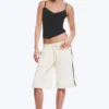 Pantalones de chándal de nailon con cremallera desmontable – Beige – Rayas negras Pantalones de chándal de nailon con cremallera desmontable – Beige – Rayas negras