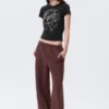 Pantalones de chándal de neopreno de corte ancho y holgado – Burdeos