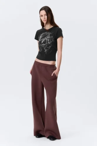 Pantalones de chándal de neopreno de corte ancho y holgado – Burdeos