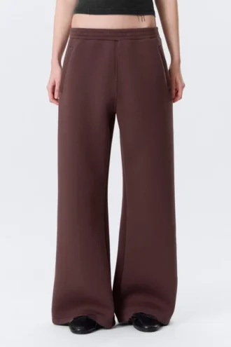 Pantalones de chándal de neopreno de corte ancho y holgado – Burdeos