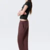 Pantalones de chándal de neopreno de corte ancho y holgado – Burdeos