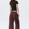 Pantalones de chándal de neopreno de corte ancho y holgado – Burdeos