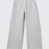 Pantalones de chándal de neopreno de corte holgado y pierna ancha – Gris jaspeado Pantalones de chándal de neopreno de corte holgado y pierna ancha – Gris jaspeado