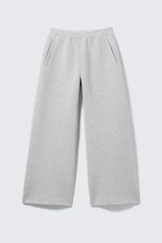 Pantalones de chándal de neopreno de corte holgado y pierna ancha – Gris jaspeado