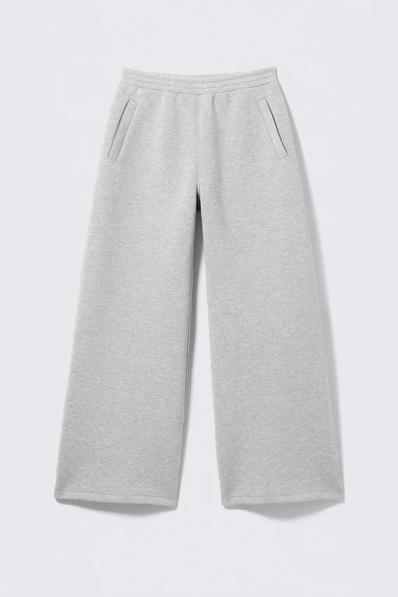 Pantalones de chándal de neopreno de corte holgado y pierna ancha – Gris jaspeado Pantalones de chándal de neopreno de corte holgado y pierna ancha – Gris jaspeado