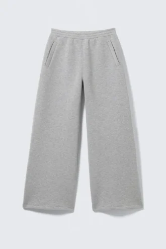Pantalones de chándal de neopreno de corte holgado y pierna ancha – Gris jaspeado