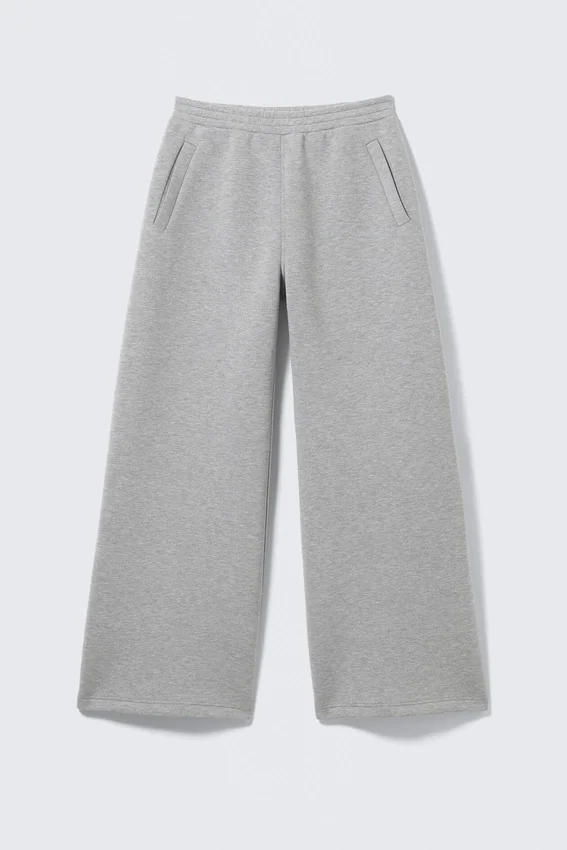 Pantalones de chándal de neopreno de corte holgado y pierna ancha – Gris jaspeado Pantalones de chándal de neopreno de corte holgado y pierna ancha – Gris jaspeado