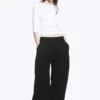 Pantalones de chándal de neopreno de corte holgado y pierna ancha – Negro Pantalones de chándal de neopreno de corte holgado y pierna ancha – Negro