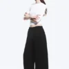 Pantalones de chándal de neopreno de corte holgado y pierna ancha – Negro Pantalones de chándal de neopreno de corte holgado y pierna ancha – Negro