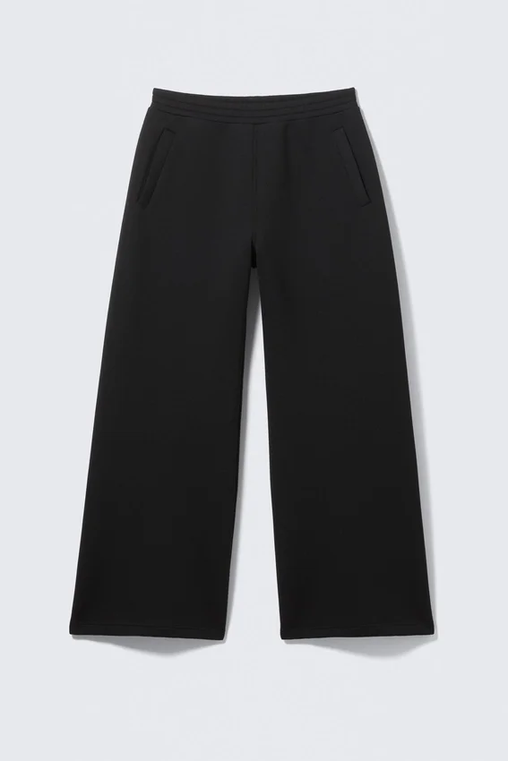 Pantalones de chándal de neopreno de corte holgado y pierna ancha – Negro Pantalones de chándal de neopreno de corte holgado y pierna ancha – Negro