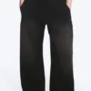 Pantalones de chándal de neopreno de pierna ancha lavados – Negro lavado Pantalones de chándal de neopreno de pierna ancha lavados – Negro lavado
