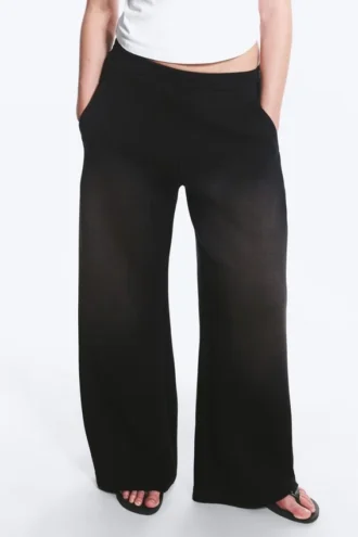 Pantalones de chándal de neopreno de pierna ancha lavados – Negro lavado