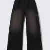 Pantalones de chándal de neopreno de pierna ancha lavados – Negro lavado Pantalones de chándal de neopreno de pierna ancha lavados – Negro lavado