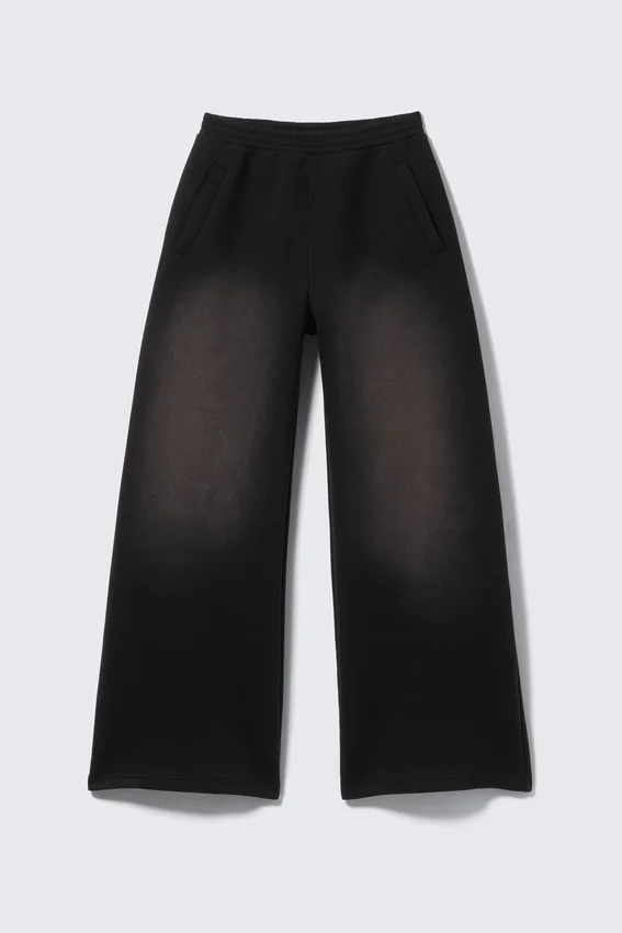 Pantalones de chándal de neopreno de pierna ancha lavados – Negro lavado Pantalones de chándal de neopreno de pierna ancha lavados – Negro lavado