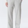 Pantalones de chándal de rizo de talle bajo – Gris jaspeado Pantalones de chándal de rizo de talle bajo – Gris jaspeado