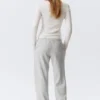 Pantalones de chándal de rizo de talle bajo – Gris jaspeado Pantalones de chándal de rizo de talle bajo – Gris jaspeado
