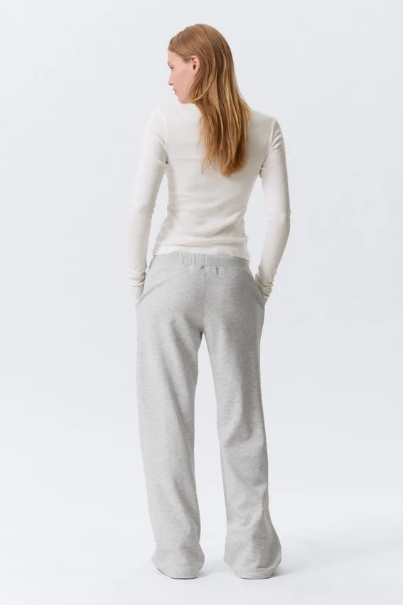 Pantalones de chándal de rizo de talle bajo – Gris jaspeado Pantalones de chándal de rizo de talle bajo – Gris jaspeado