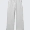 Pantalones de chándal de rizo de talle bajo – Gris jaspeado Pantalones de chándal de rizo de talle bajo – Gris jaspeado