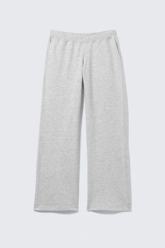 Pantalones de chándal de rizo de talle bajo – Gris jaspeado Pantalones de chándal de rizo de talle bajo – Gris jaspeado