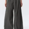 Pantalones de chándal de talle bajo, holgados y de pierna ancha – Gris oscuro Pantalones de chándal de talle bajo, holgados y de pierna ancha – Gris oscuro