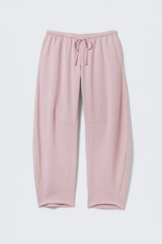 Pantalones de chándal de talle bajo y pierna ancha – Rosa empolvado claro