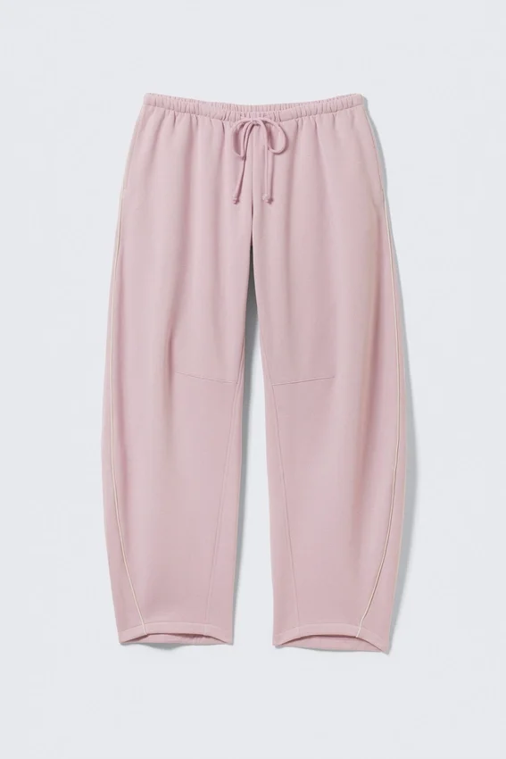 Pantalones de chándal de talle bajo y pierna ancha – Rosa empolvado claro Pantalones de chándal de talle bajo y pierna ancha – Rosa empolvado claro