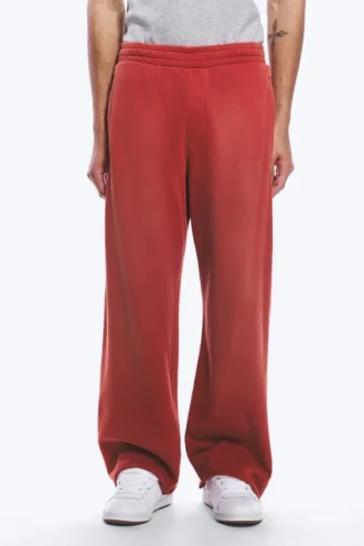 Pantalones de chándal de talle medio, holgados y de pierna recta – Rojo