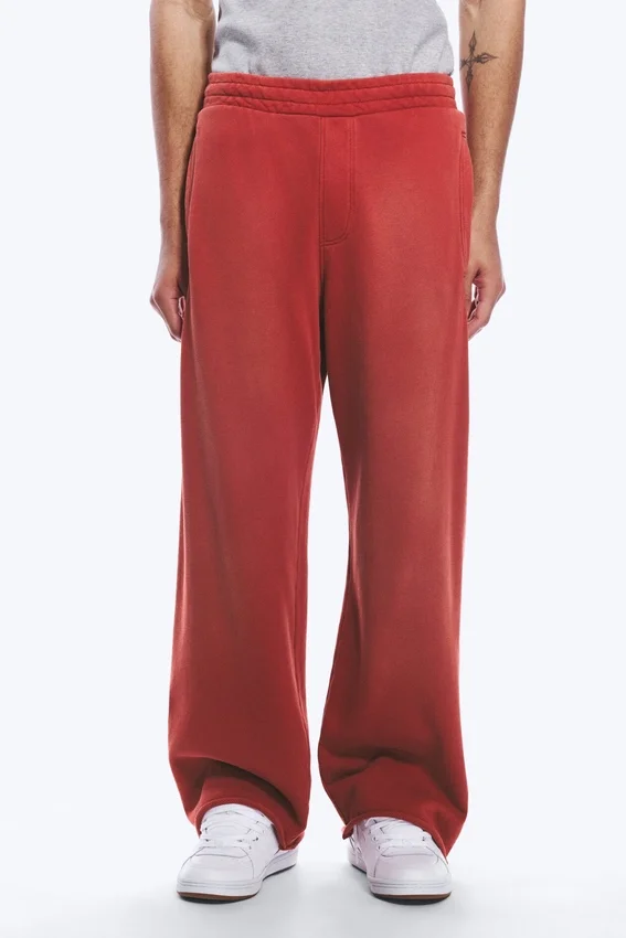 Pantalones de chándal de talle medio, holgados y de pierna recta – Rojo Pantalones de chándal de talle medio, holgados y de pierna recta – Rojo