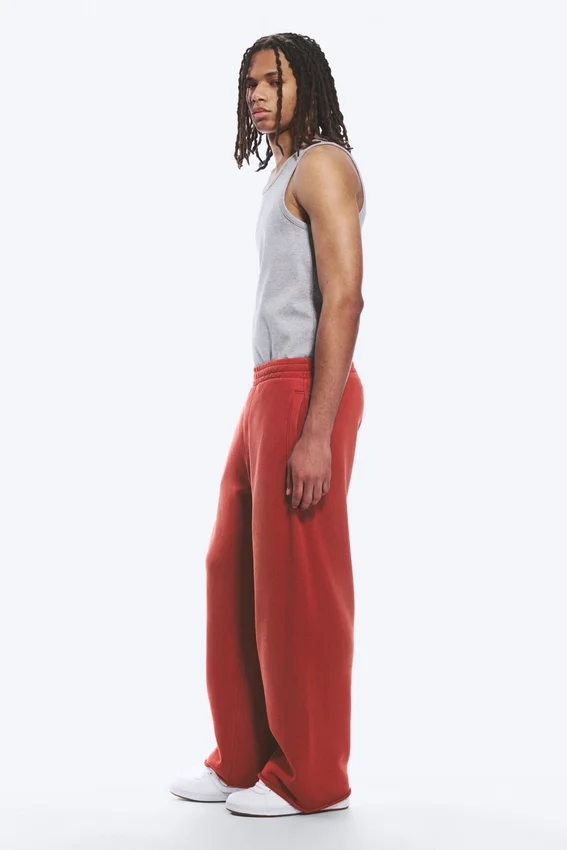 Pantalones de chándal de talle medio, holgados y de pierna recta – Rojo Pantalones de chándal de talle medio, holgados y de pierna recta – Rojo