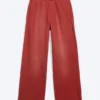 Pantalones de chándal de talle medio, holgados y de pierna recta – Rojo Pantalones de chándal de talle medio, holgados y de pierna recta – Rojo