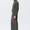 Pantalones de chándal de terciopelo de talle medio, corte recto y holgado – Gris oscuro Pantalones de chándal de terciopelo de talle medio, corte recto y holgado – Gris oscuro