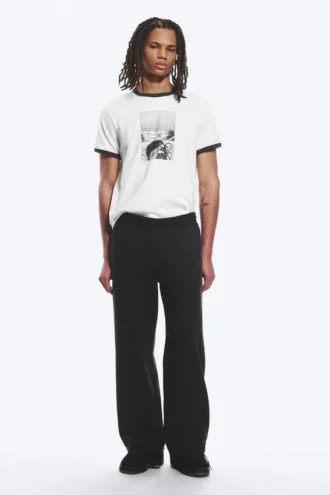 Pantalones de chándal holgados con pliegue delantero – Negro lavado