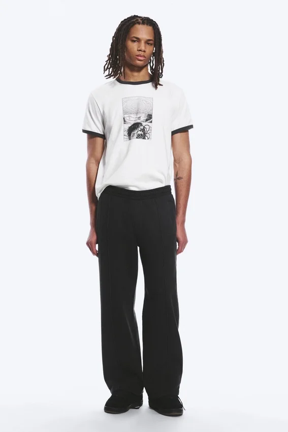 Pantalones de chándal holgados con pliegue delantero – Negro lavado Pantalones de chándal holgados con pliegue delantero – Negro lavado