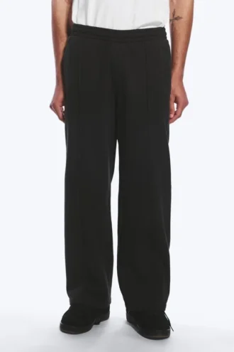 Pantalones de chándal holgados con pliegue delantero – Negro lavado