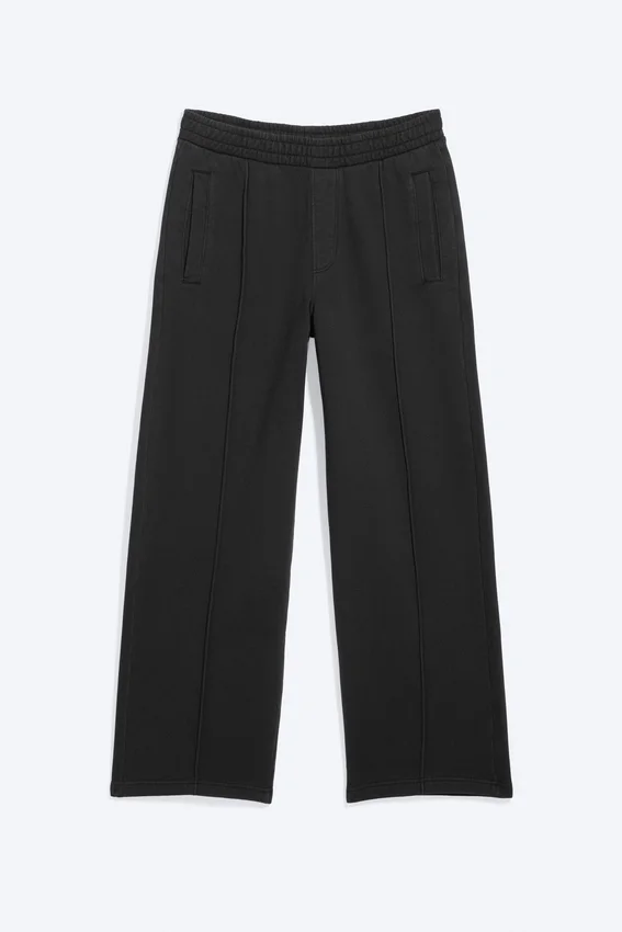 Pantalones de chándal holgados con pliegue delantero – Negro lavado Pantalones de chándal holgados con pliegue delantero – Negro lavado
