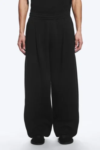 Pantalones de chándal holgados con pliegues – Negro oscuro