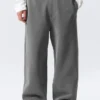 Pantalones de chándal holgados de algodón grueso – Gris oscuro lavado Pantalones de chándal holgados de algodón grueso – Gris oscuro lavado