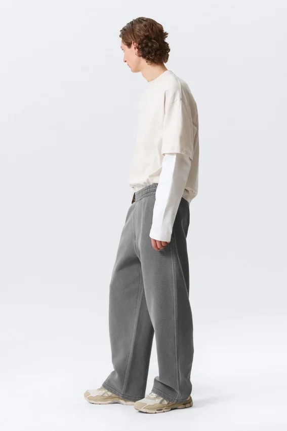 Pantalones de chándal holgados de algodón grueso – Gris oscuro lavado Pantalones de chándal holgados de algodón grueso – Gris oscuro lavado