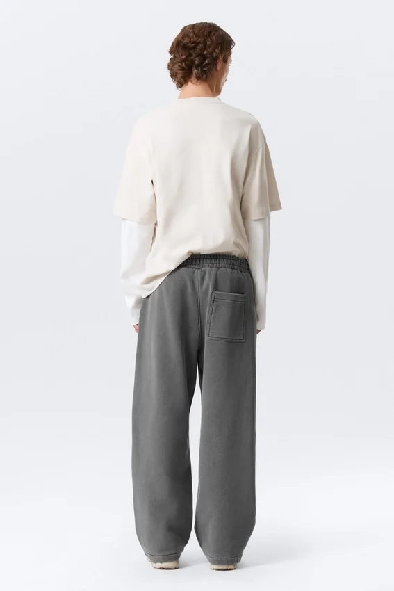 Pantalones de chándal holgados de algodón grueso – Gris oscuro lavado Pantalones de chándal holgados de algodón grueso – Gris oscuro lavado