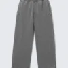 Pantalones de chándal holgados de algodón grueso – Gris oscuro lavado Pantalones de chándal holgados de algodón grueso – Gris oscuro lavado