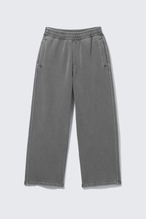 Pantalones de chándal holgados de algodón grueso – Gris oscuro lavado Pantalones de chándal holgados de algodón grueso – Gris oscuro lavado