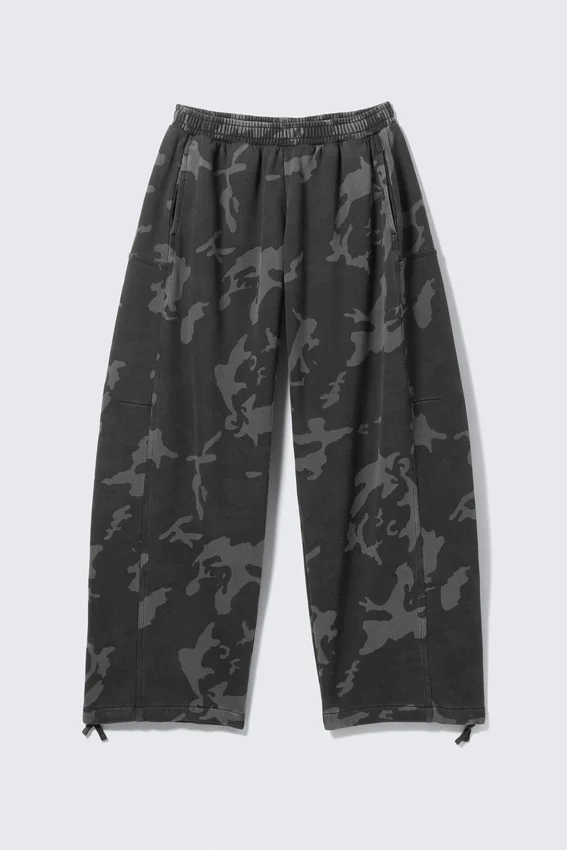 Pantalones de chándal holgados de felpa de algodón estampados – Gris oscuro – Camuflaje Pantalones de chándal holgados de felpa de algodón estampados – Gris oscuro – Camuflaje