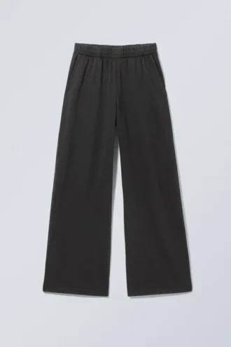 Pantalones de chándal holgados de felpa recta – Gris oscuro lavado