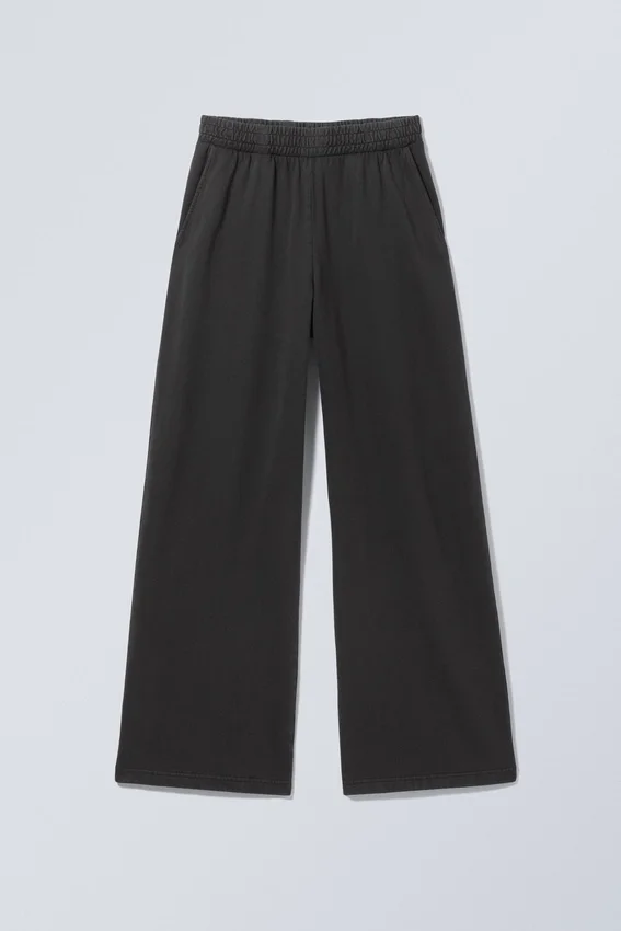 Pantalones de chándal holgados de felpa recta – Gris oscuro lavado Pantalones de chándal holgados de felpa recta – Gris oscuro lavado